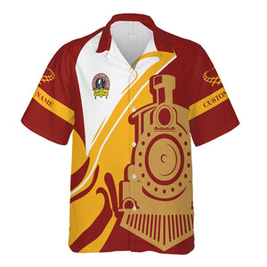 Railspirit Personalized Denver and Rio Grande Western Railroad Hawaiian Shirt Flame-Inspired Style Shirt Gift Idea For Train Lovers