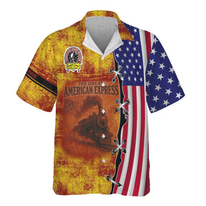 Railspirit Personalized Denver and Rio Grande Western Railroad Hawaiian Shirt Retro American Express Train With USA Flag Shirt