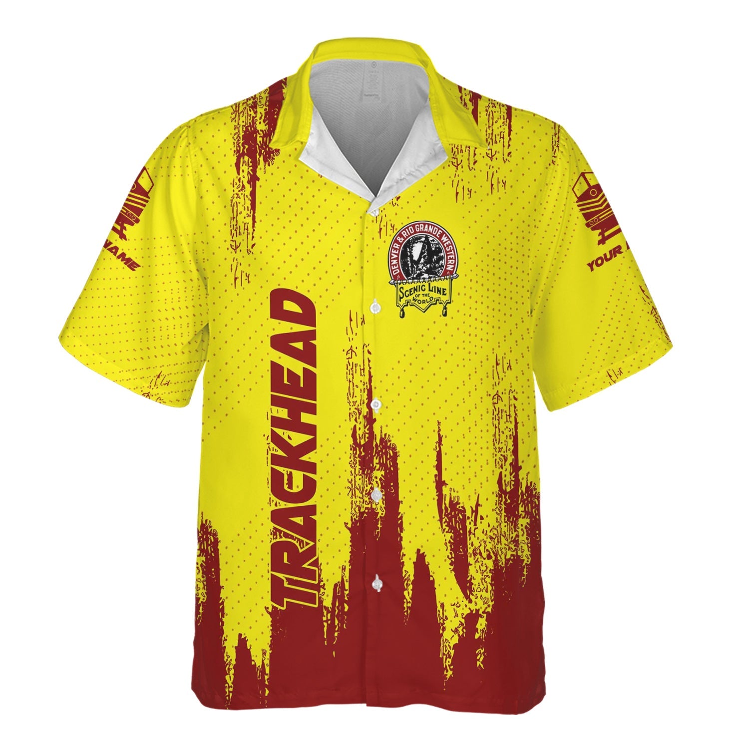 Railspirit Personalized Denver and Rio Grande Western Railroad Hawaiian Shirt Paint Impact Design Train Shirt for Trackhead