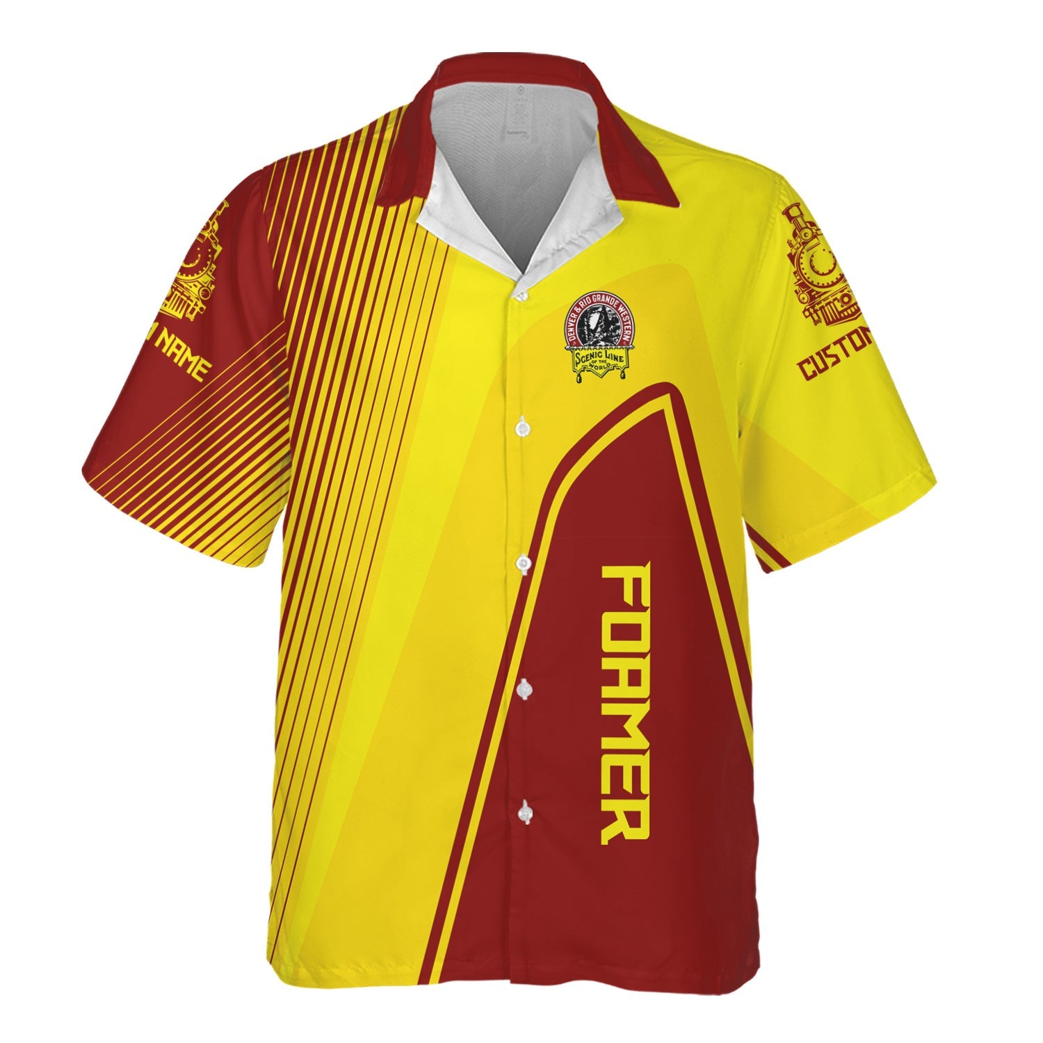 Railspirit Personalized Denver and Rio Grande Western Railroad Hawaiian Shirt Vibrant Striking Style Shirt For Rail Enthusiasts