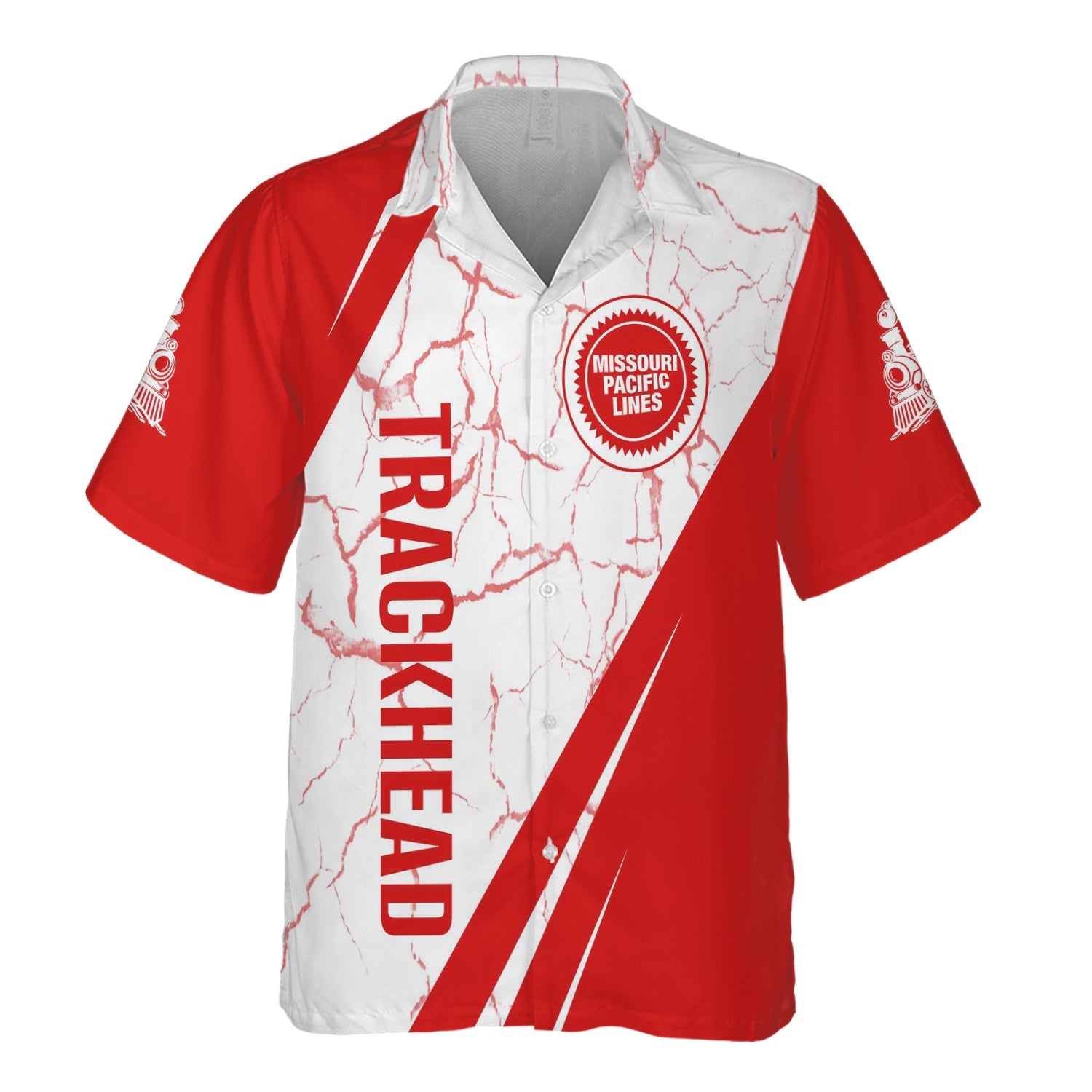 Railspirit Personalized Missouri Pacific Railroad Hawaiian Shirt Crackle Texture Style Shirt For Trackhead