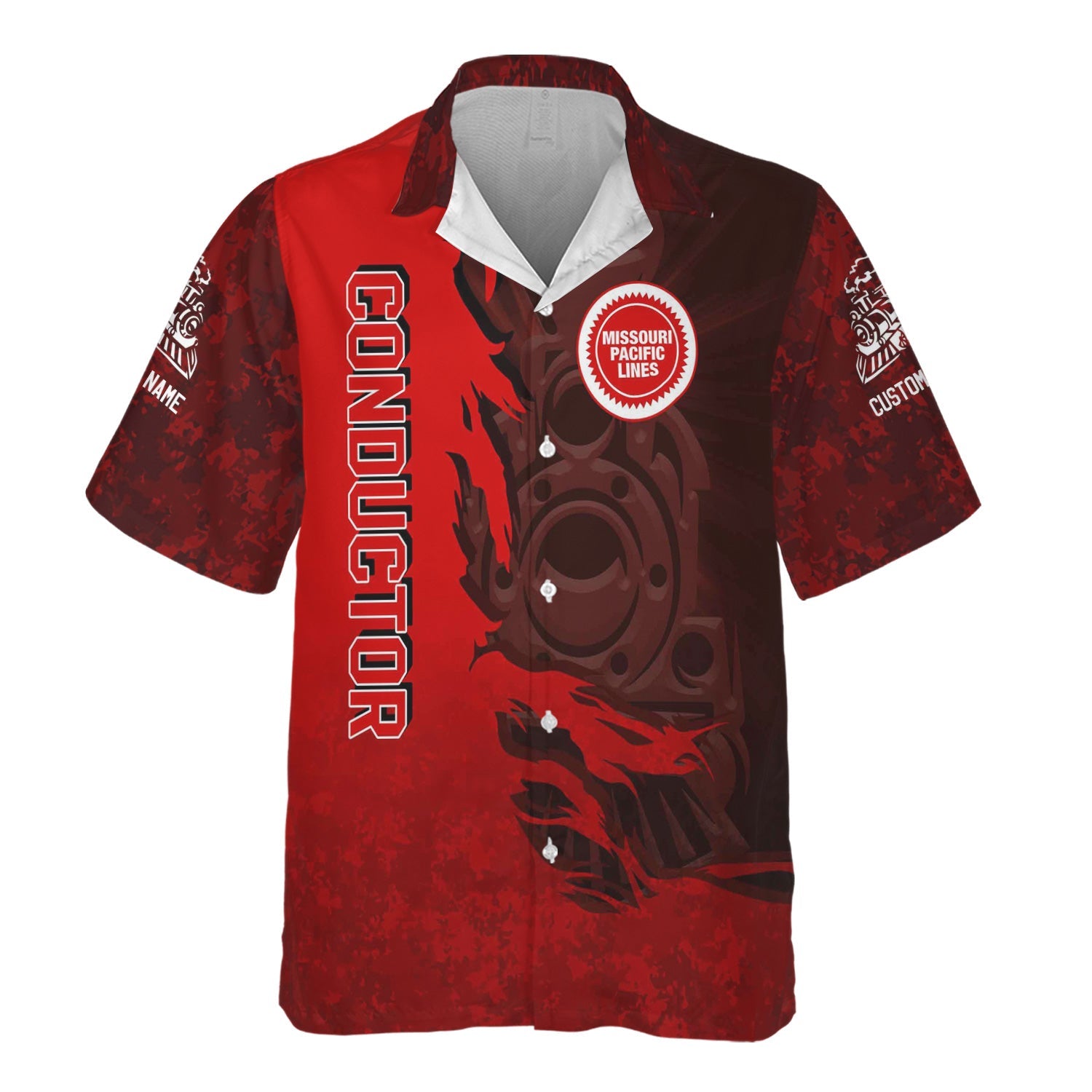 Railspirit Personalized Missouri Pacific Railroad Hawaiian Shirt Blazing Style with Custom Position Train Shirt