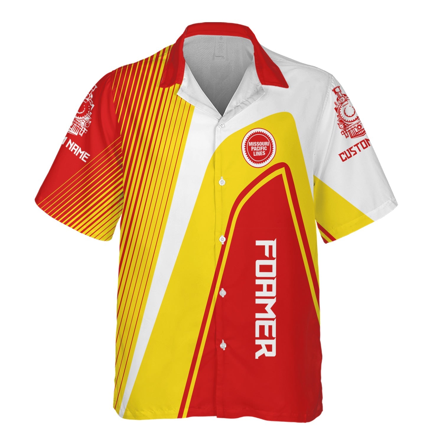 Railspirit Personalized Missouri Pacific Railroad Hawaiian Shirt Vibrant Striking Style Shirt For Rail Enthusiasts