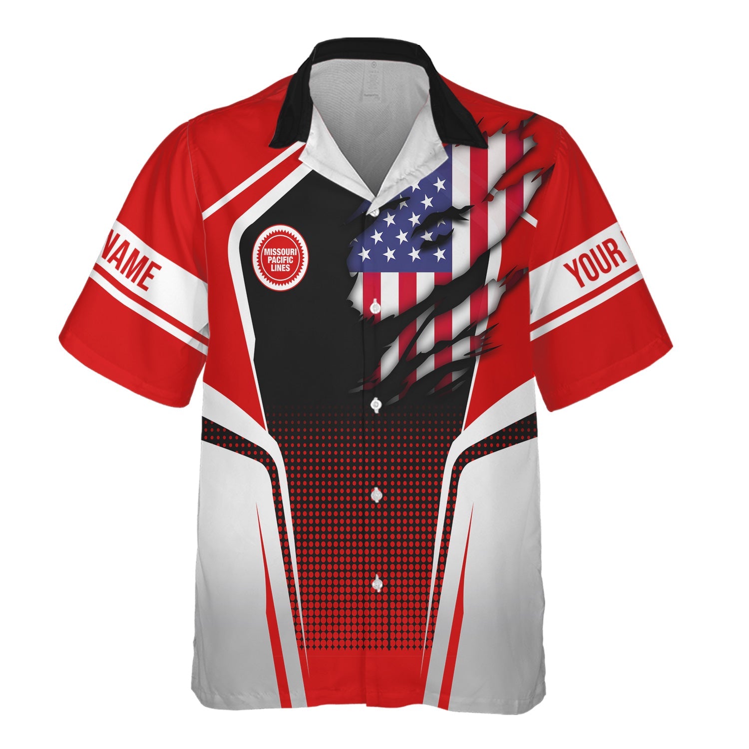 Railspirit Personalized Missouri Pacific Railroad Hawaiian Shirt American Eagle Vintage Train Shirt