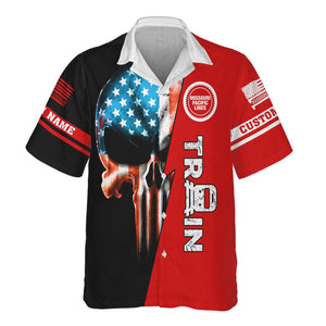 Railspirit Personalized Missouri Pacific Railroad Hawaiian Shirt Train Skull American Flag Shirt All Over Print