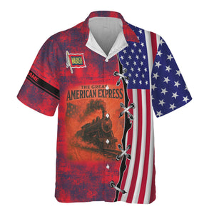 Railspirit Personalized Wabash Railroad Hawaiian Shirt Retro American Express Train With USA Flag Shirt