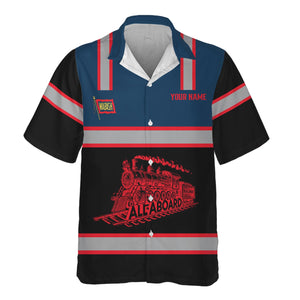 Railspirit Custom Name Wabash Railroad Hawaiian Shirt Eat Train Sleep Repeat Printed Train Shirt
