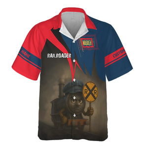Railspirit Personalized Wabash Railroad Hawaiian Shirt Angry Train Hawaiian Shirt Gift Idea For Train Lover
