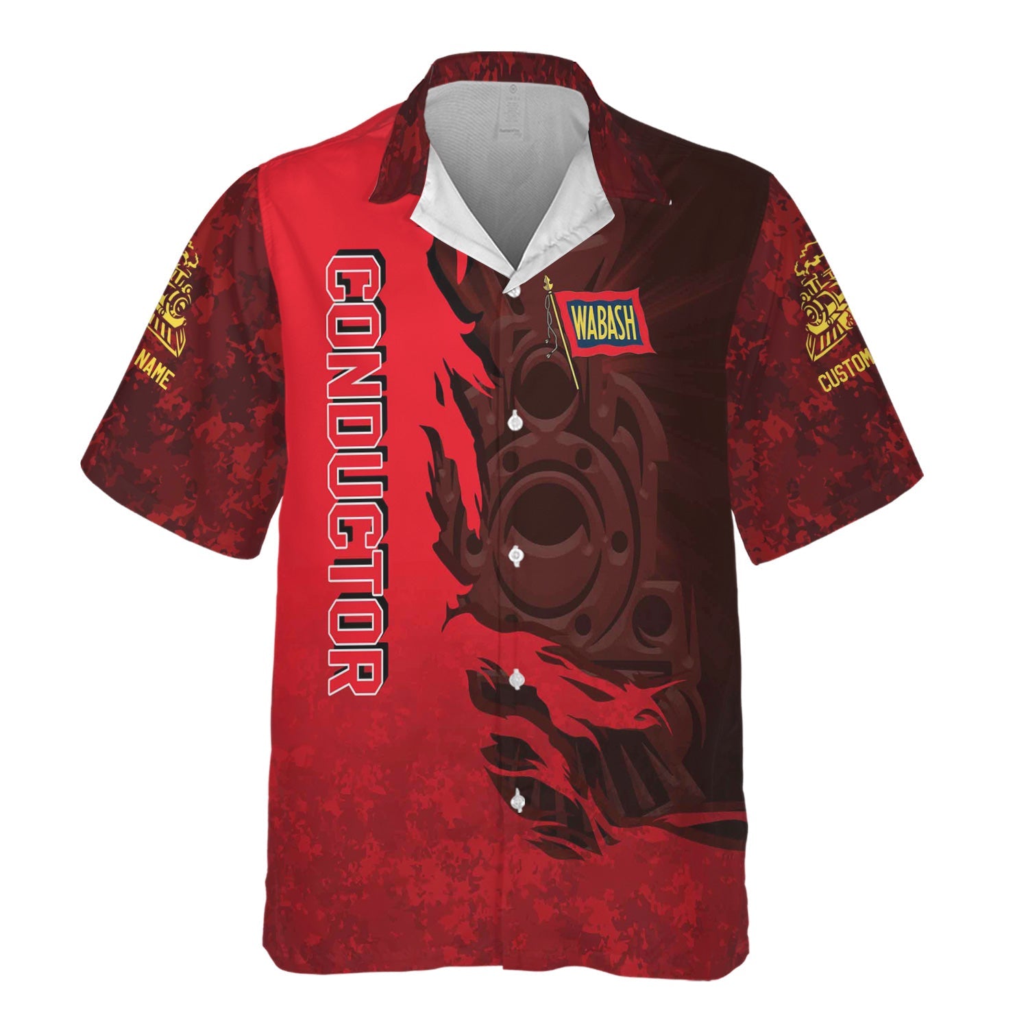 Railspirit Personalized Wabash Railroad Hawaiian Shirt Blazing Style with Custom Position Train Shirt