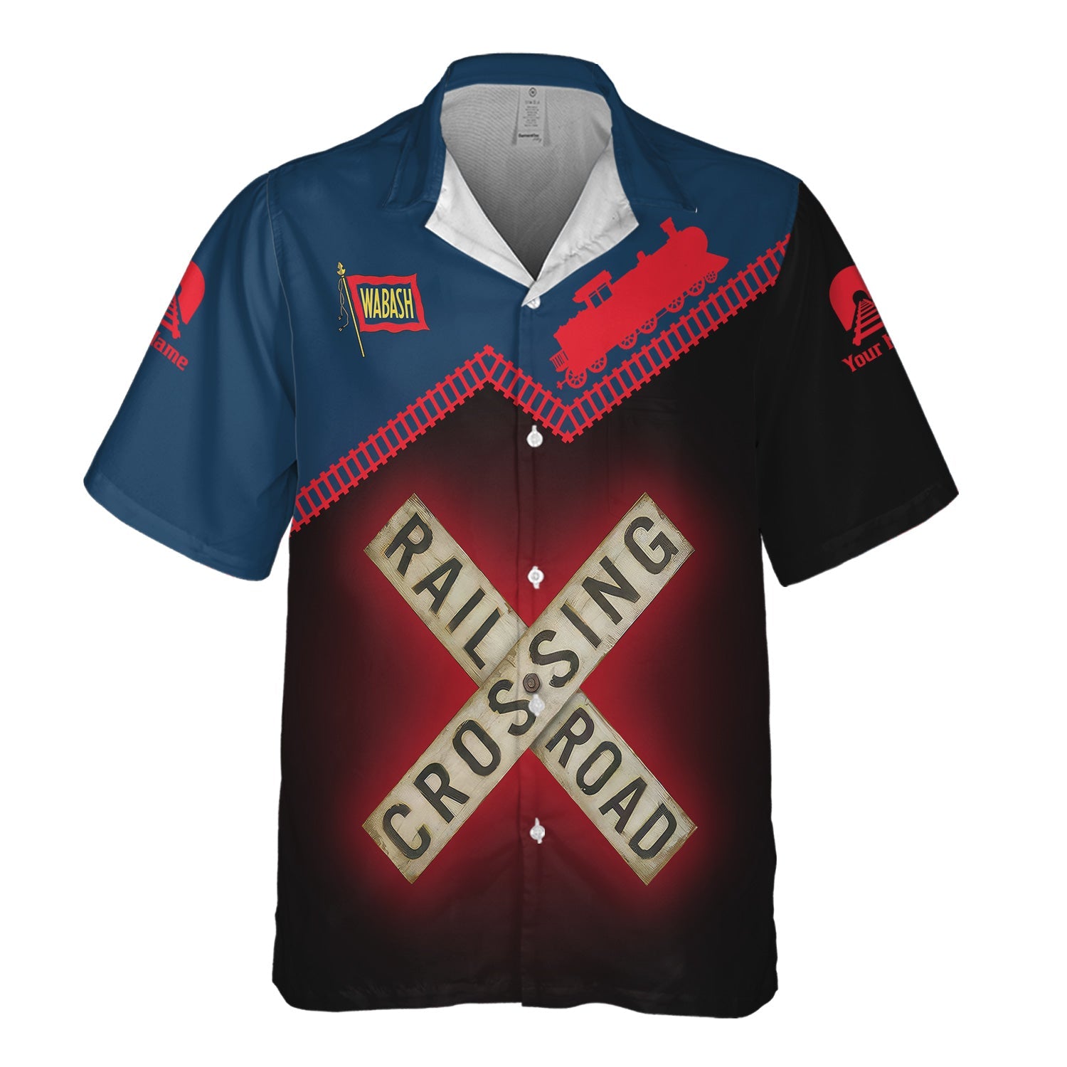 Railspirit Personalized Wabash Railroad Hawaiian Shirt Railroad Crossing Printed Train Track Shirt