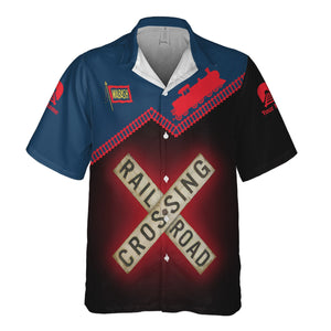 Railspirit Personalized Wabash Railroad Hawaiian Shirt Railroad Crossing Printed Train Track Shirt