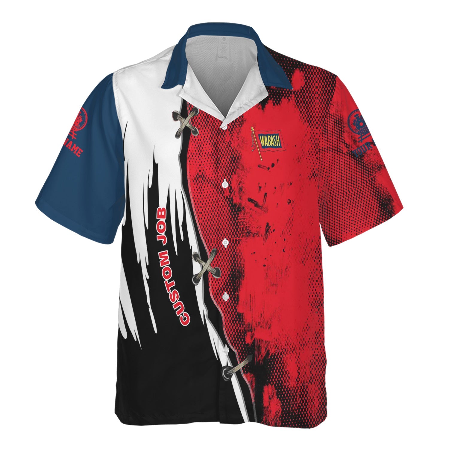 Railspirit Personalized Wabash Railroad Hawaiian Shirt Retro Stitches Design with Custom Position Train Shirt