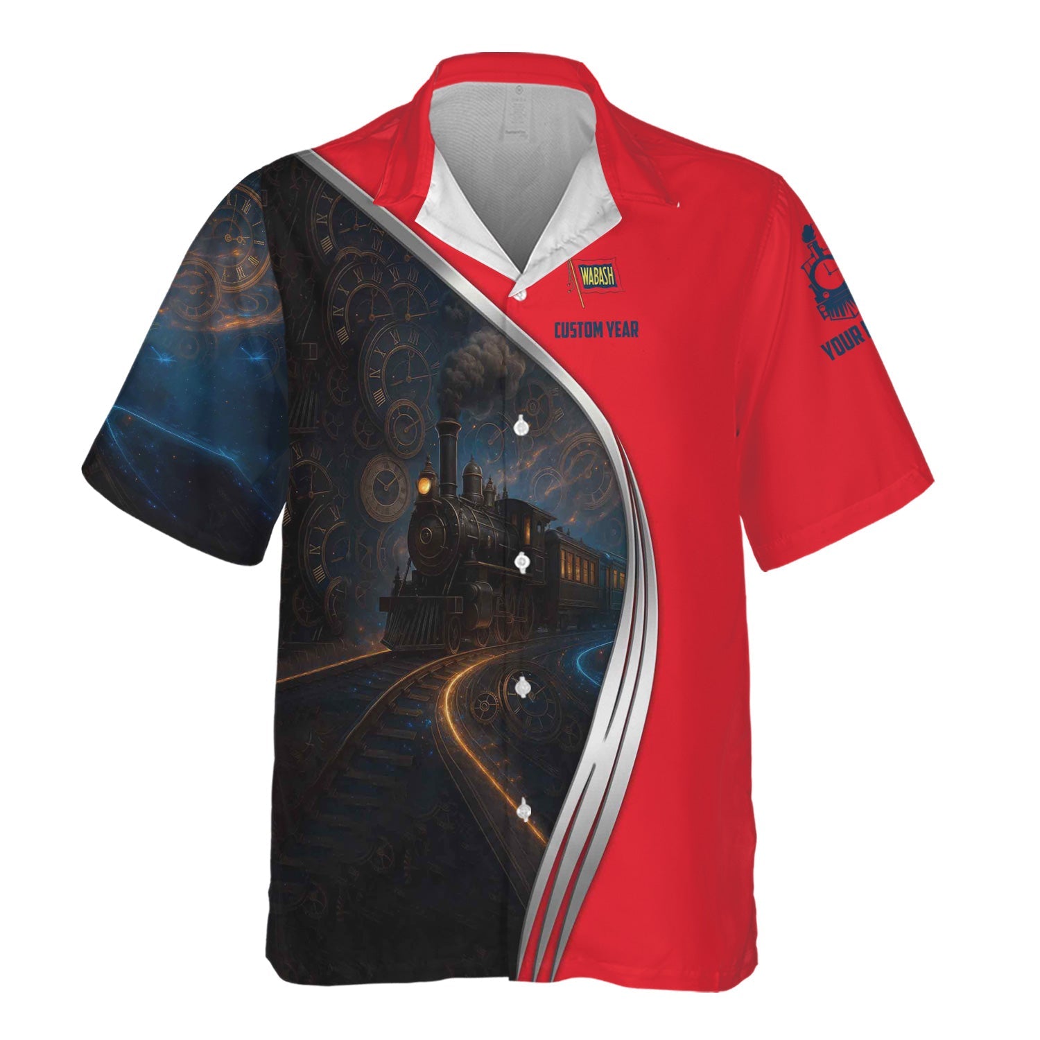 Railspirit Personalized Wabash Railroad Hawaiian Shirt Steampunk Locomotive with Custom Year Train Shirt