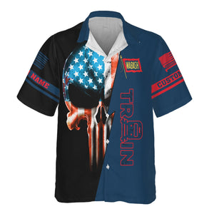 Railspirit Personalized Wabash Railroad Hawaiian Shirt Train Skull American Flag Shirt All Over Print