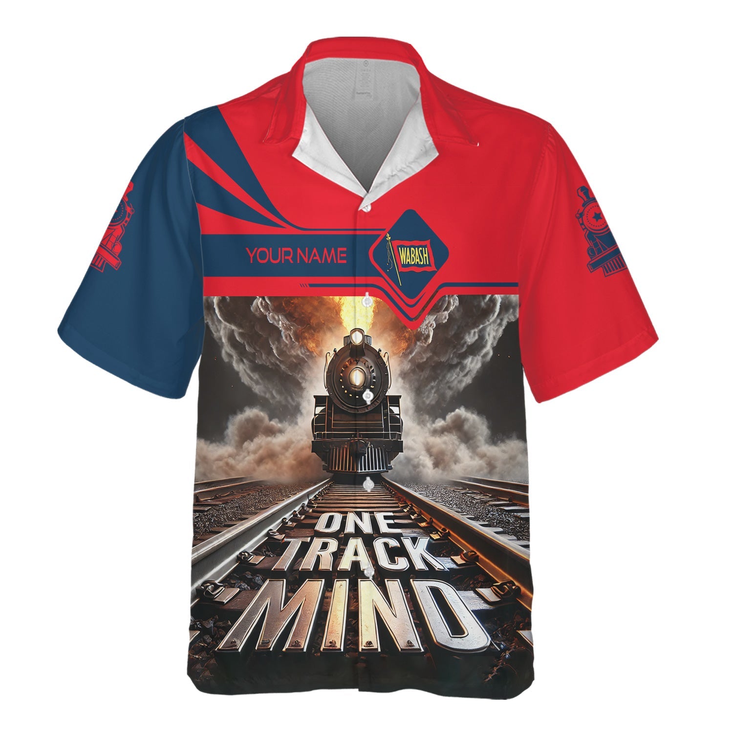 Railspirit Personalized Wabash Railroad Hawaiian Shirt One Track Mind Train Printed Shirt