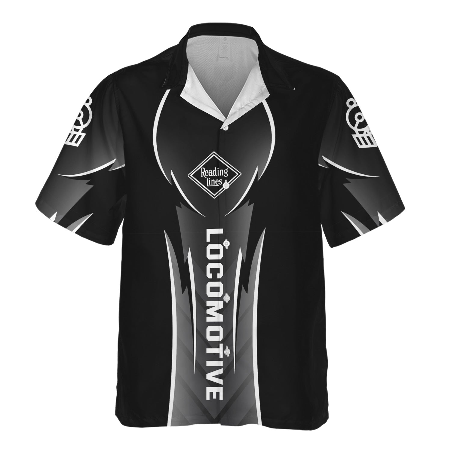 Railspirit Personalized Reading Railroad Hawaiian Shirt Striking Line Style Train Shirt For Locomotive Lovers