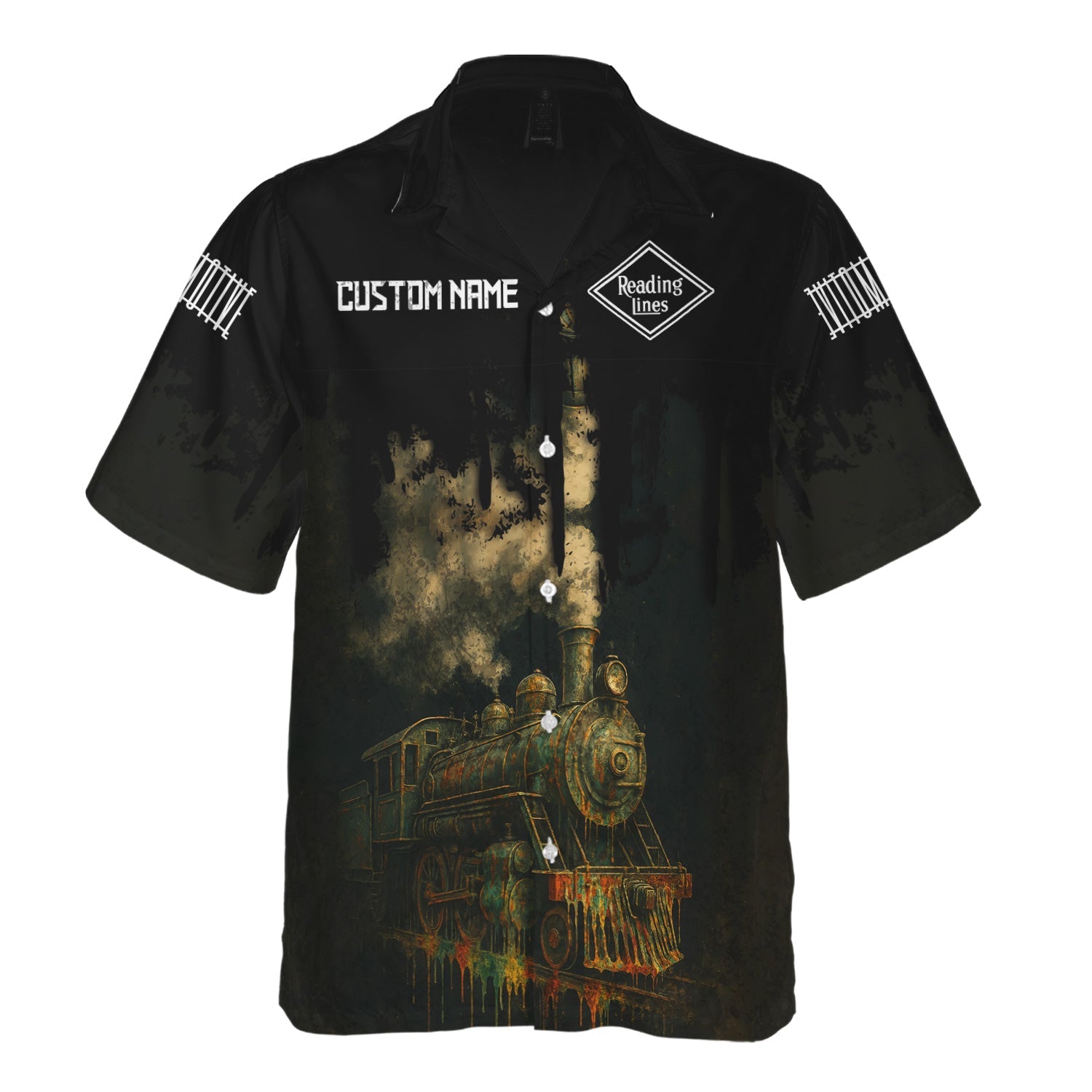 Railspirit Personalized Reading Railroad Hawaiian Shirt Vintage Train Art Style Shirt For Locomotive Fans