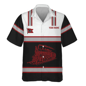 Railspirit Custom Name Lehigh Valley Railroad Hawaiian Shirt Eat Train Sleep Repeat Printed Train Shirt