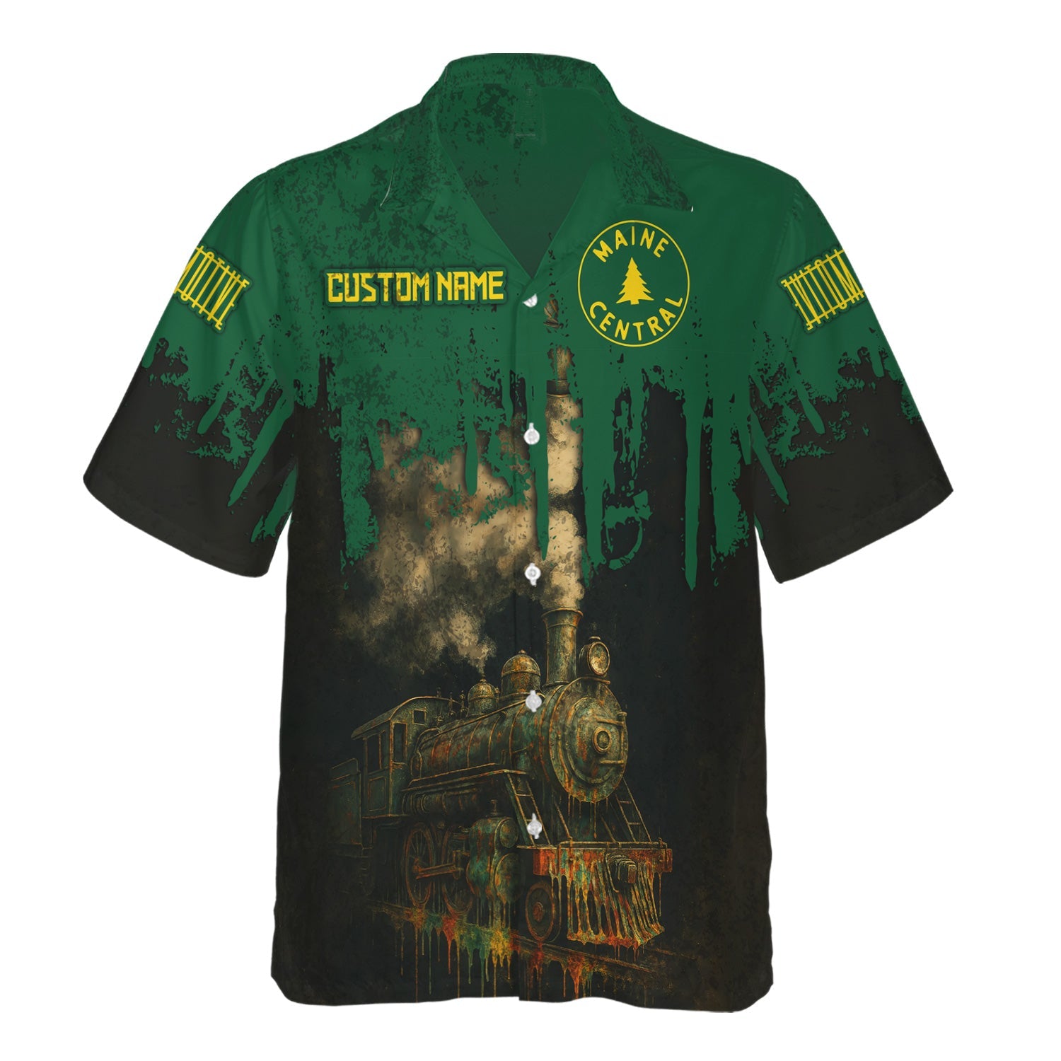 Railspirit Personalized Maine Central Railroad Hawaiian Shirt Vintage Train Art Style Shirt For Locomotive Fans