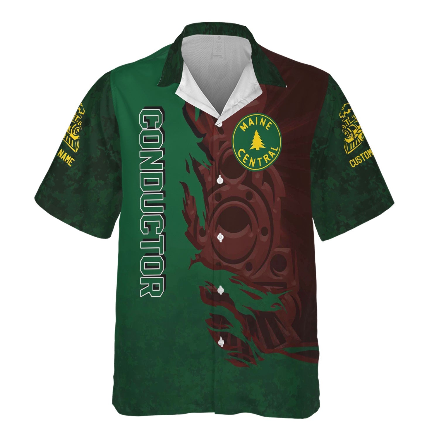 Railspirit Personalized Maine Central Railroad Hawaiian Shirt Blazing Style with Custom Position Train Shirt