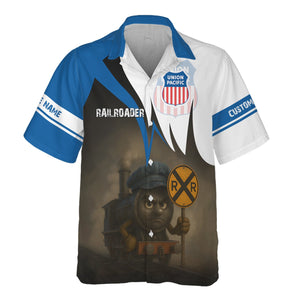 Railspirit Personalized Union Pacific Railroad Hawaiian Shirt Angry Train Big Boy Hawaiian Shirt Gift Idea For Train Lover