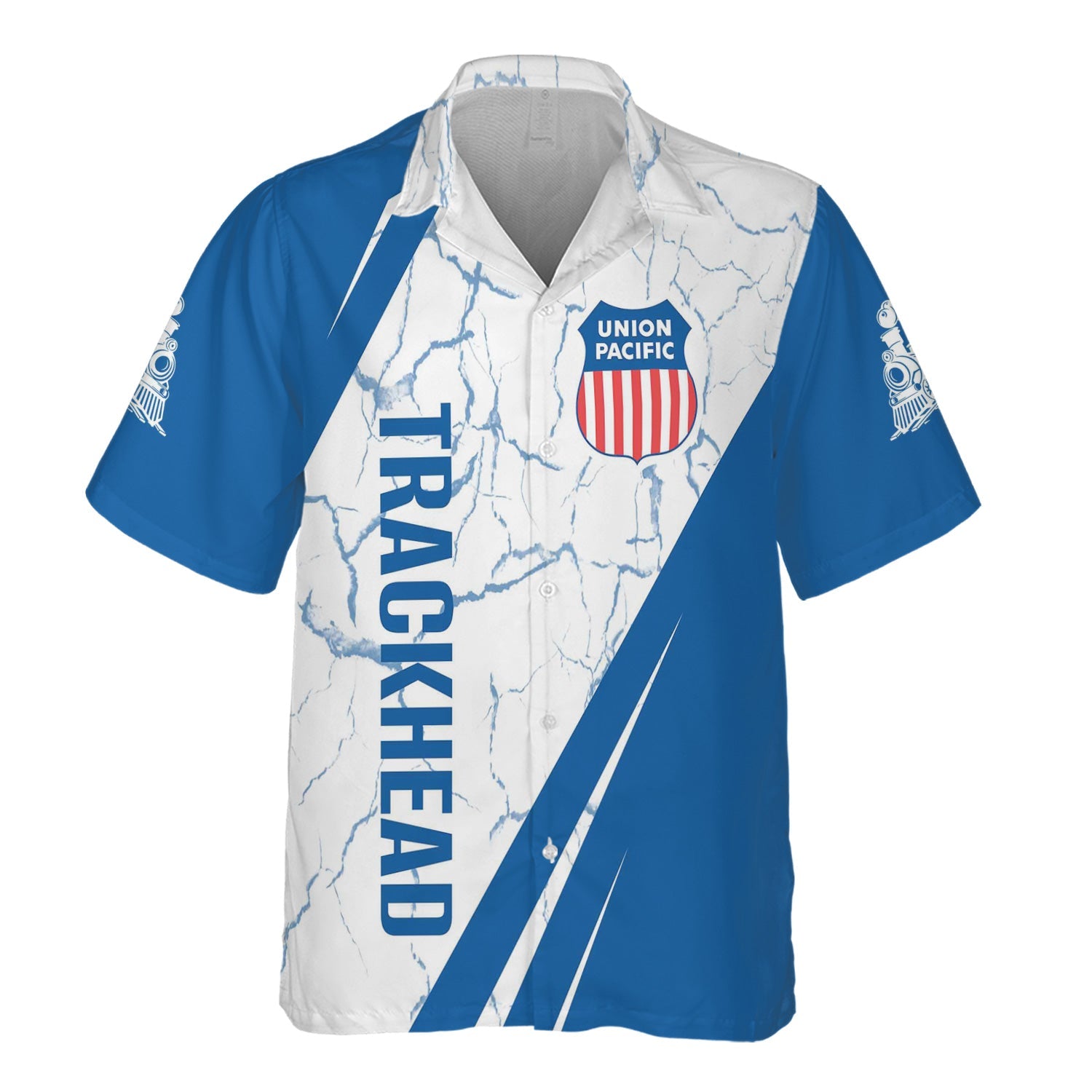 Railspirit Personalized Union Pacific Railroad Hawaiian Shirt Crackle Texture Style Big Boy Shirt For Trackhead