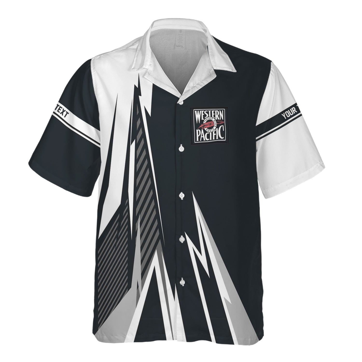 Railspirit Personalized Western Pacific Railroad Hawaiian Shirt Lightning-Inspired Railway Style Shirt For Train Lovers