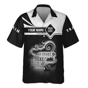 Railspirit Personalized Western Pacific Railroad Hawaiian Shirt Train Ticket  American Locomotive Printed Train