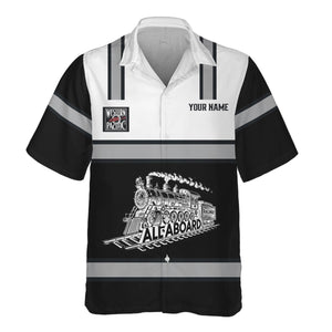 Railspirit Custom Name Western Pacific Railroad Hawaiian Shirt Eat Train Sleep Repeat Printed Train Shirt