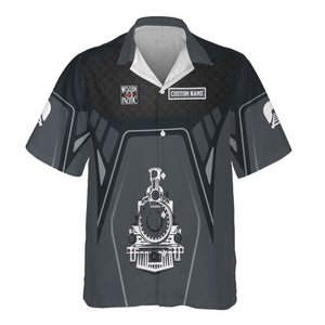 Railspirit Personalized Western Pacific Railroad Hawaiian Shirt Steam Locomotive Engine Graphic Train Shirt All Over Print