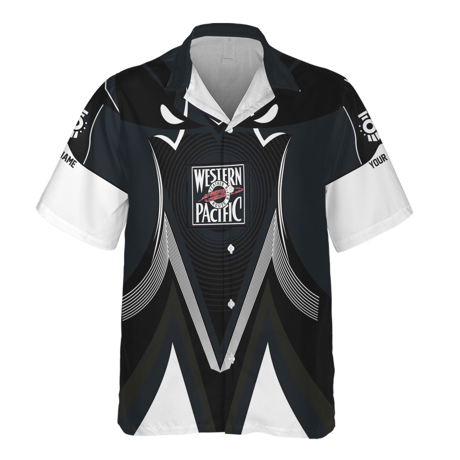 Railspirit Personalized Western Pacific Railroad Hawaiian Shirt Vibrant Graphic Pattern Shirt For Train Enthusiasts