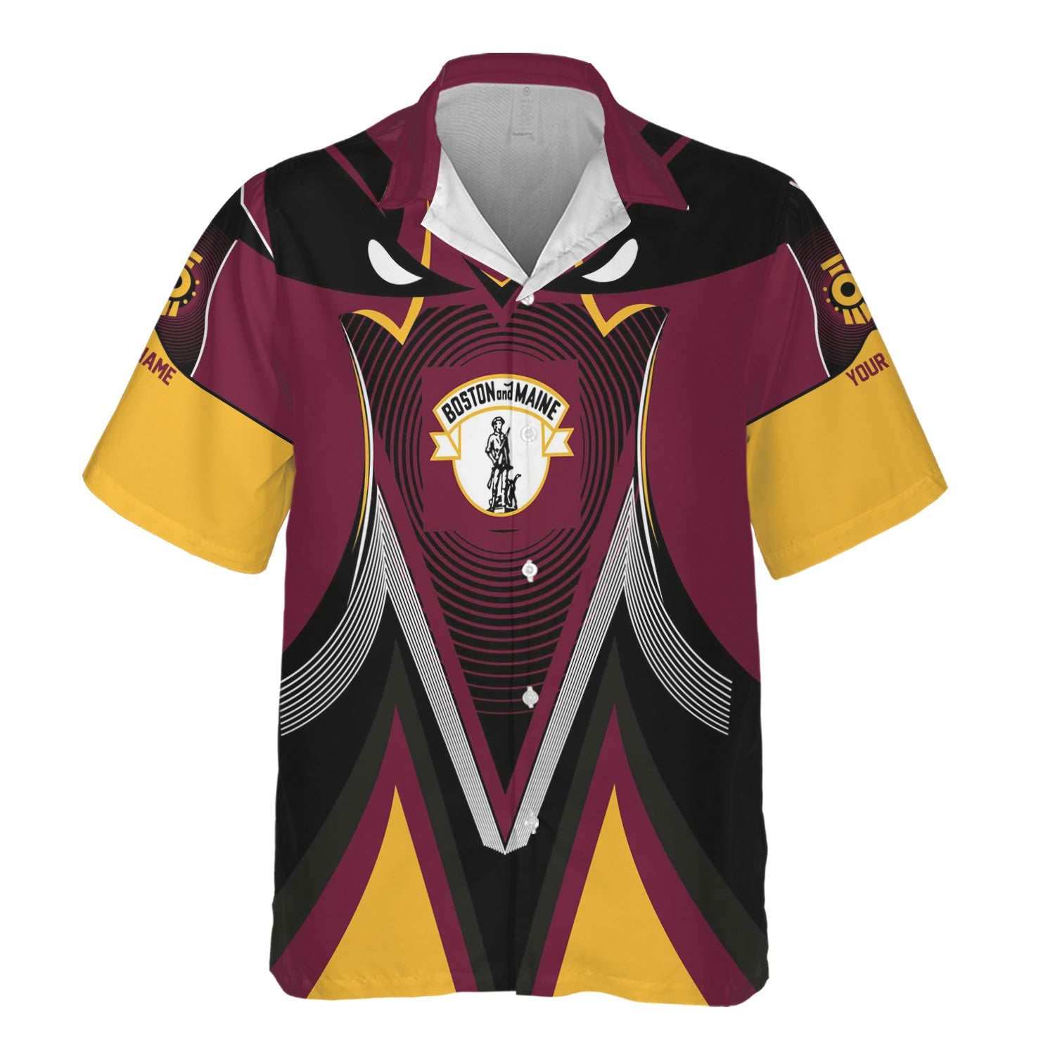 Railspirit Personalized Boston and Maine Railroad Hawaiian Shirt Vibrant Graphic Pattern Shirt For Train Enthusiasts