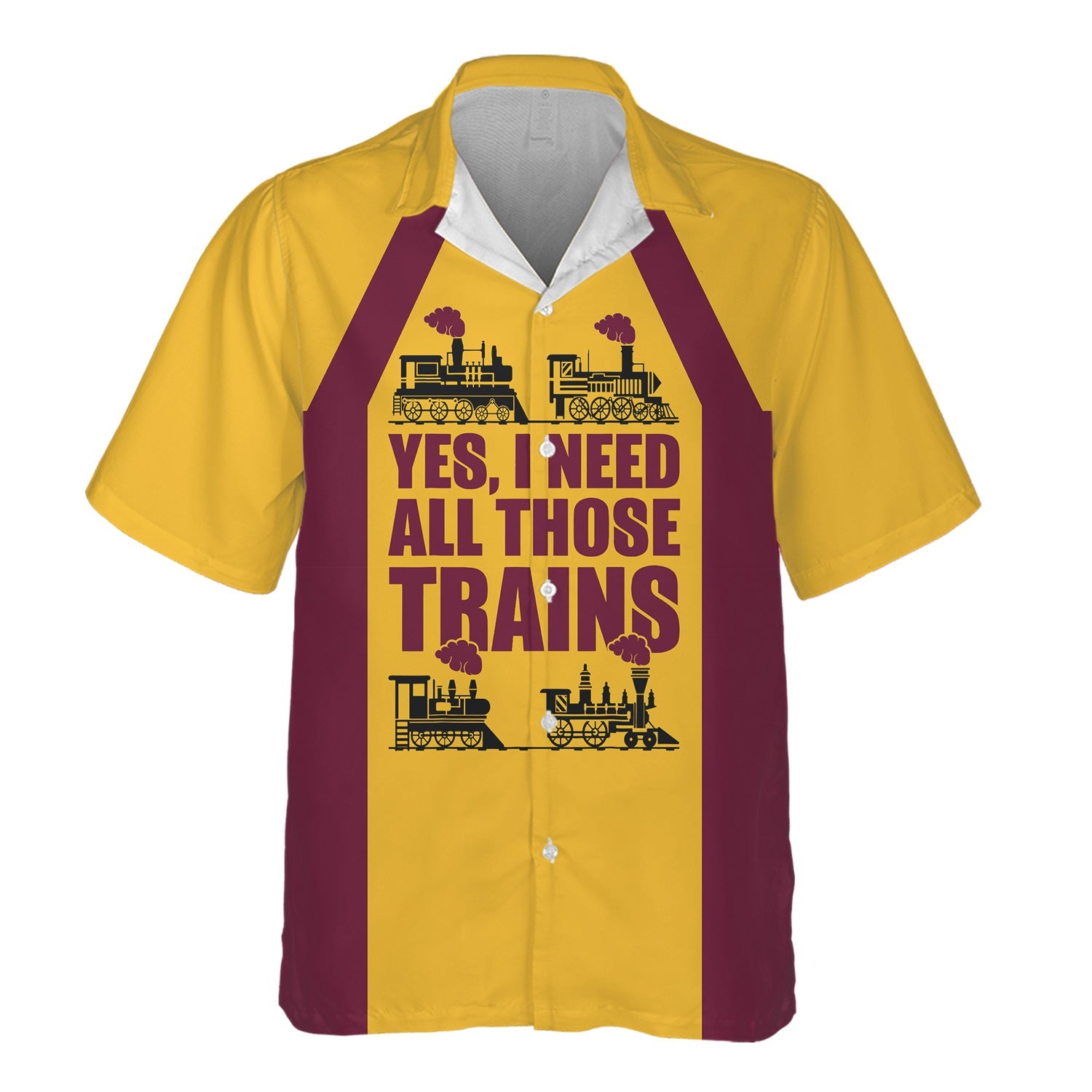 Railspirit Custom Name Boston and Maine Railroad Hawaiian Shirt Yes I Need All Those Train Printed Shirt