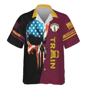 Railspirit Personalized Boston and Maine Railroad Hawaiian Shirt Train Skull American Flag Shirt All Over Print