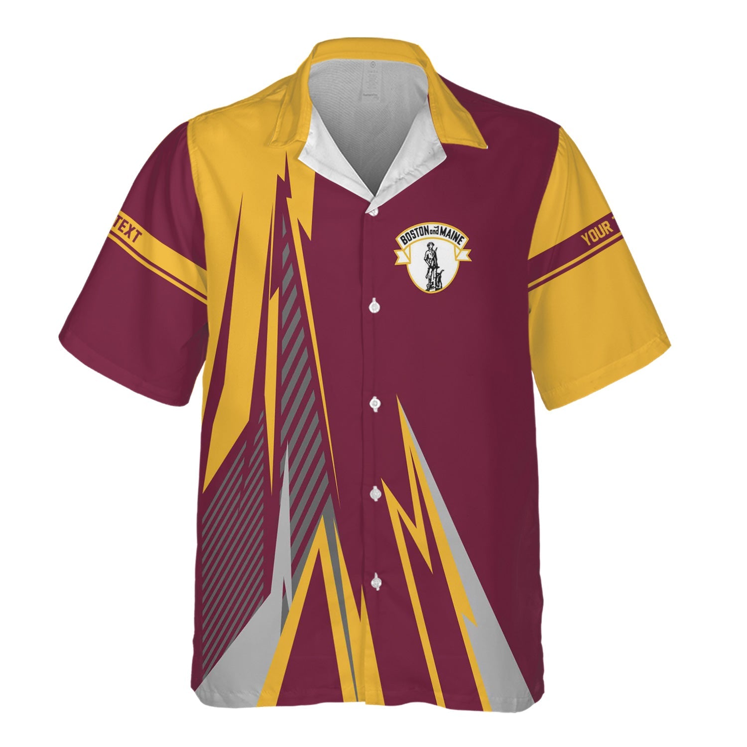 Railspirit Personalized Boston and Maine Railroad Hawaiian Shirt Lightning-Inspired Railway Style Shirt For Train Lovers