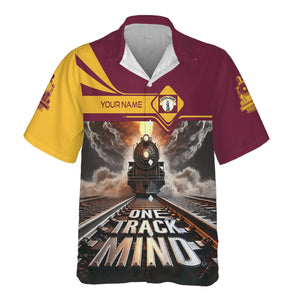 Railspirit Personalized Boston and Maine Railroad Hawaiian Shirt One Track Mind Train Printed Shirt