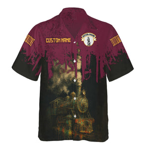 Railspirit Personalized Boston and Maine Railroad Hawaiian Shirt Vintage Train Art Style Shirt For Locomotive Fans