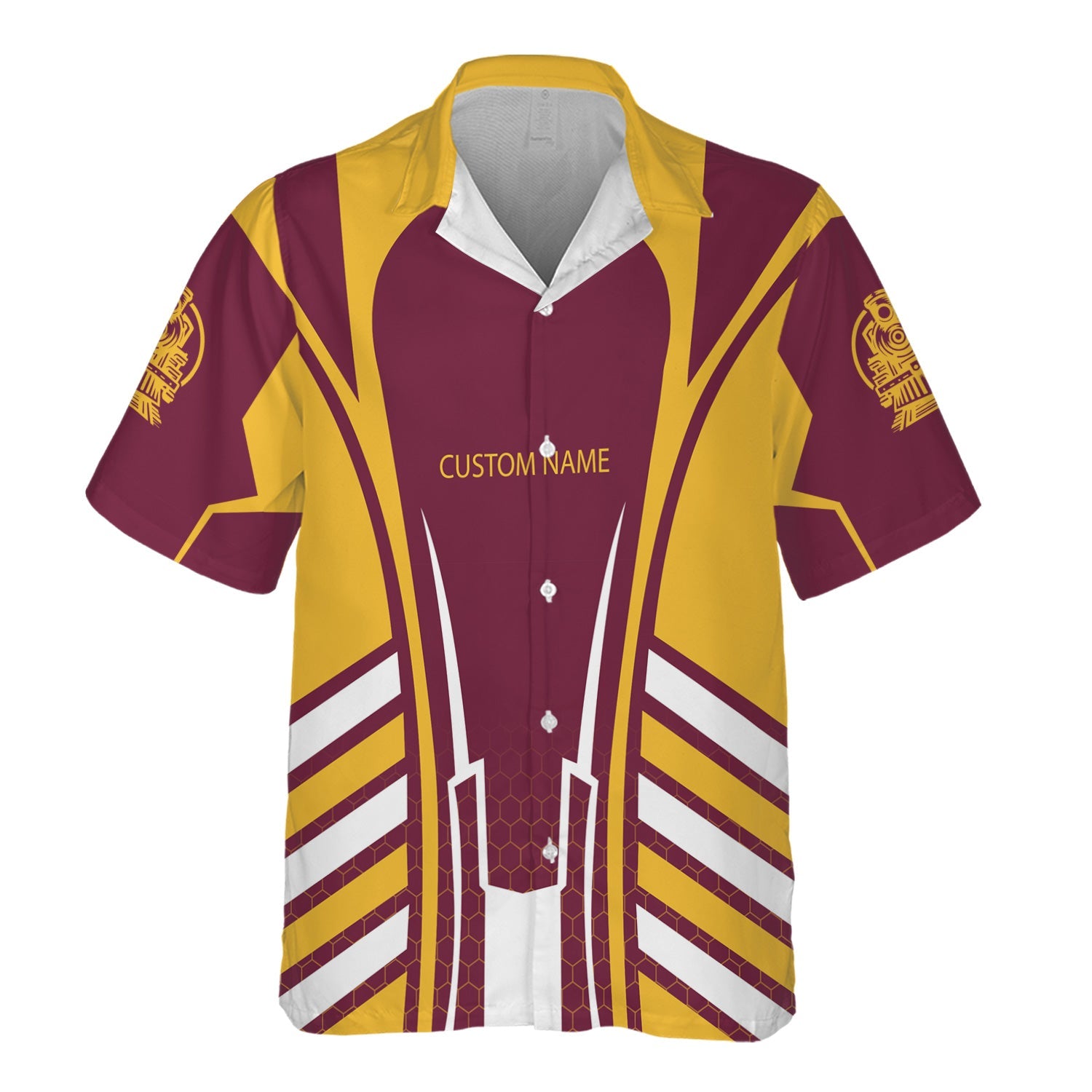 Railspirit Personalized Boston and Maine Railroad Hawaiian Shirt Striped Railroad Style Train Shirt All Over Print