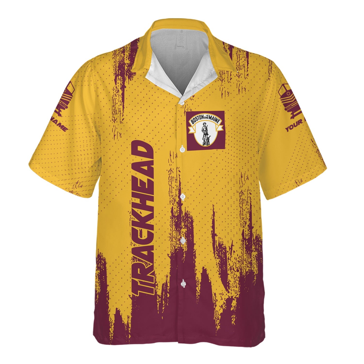 Railspirit Personalized Boston and Maine Railroad Hawaiian Shirt Paint Impact Design Train Shirt for Trackhead