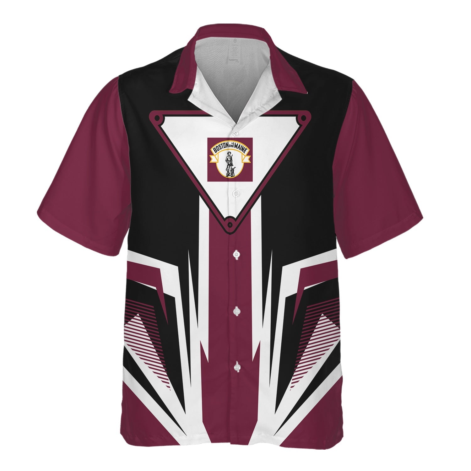 Railspirit Boston and Maine Railroad Hawaiian Shirt Bold Graphic Style All Over Printed Shirt