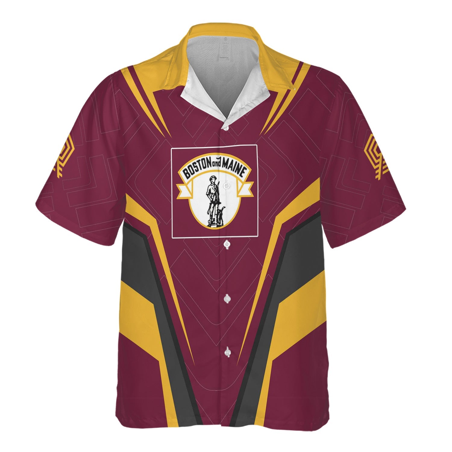 Railspirit Personalized Boston and Maine Railroad Hawaiian Shirt Railway Inspired Apparel Train Shirt For Train Lovers