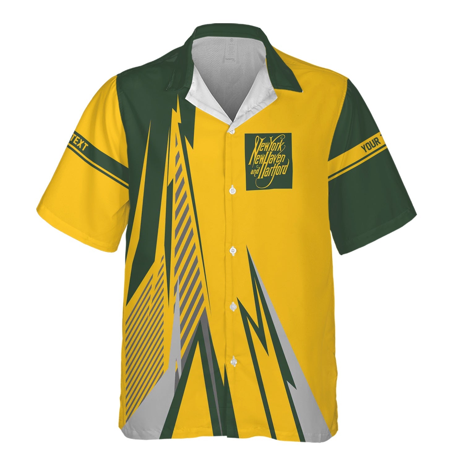 Railspirit Personalized New York, New Haven and Hartford Railroad Hawaiian Shirt Lightning-Inspired Railway Style New Haven Railroad Shirt