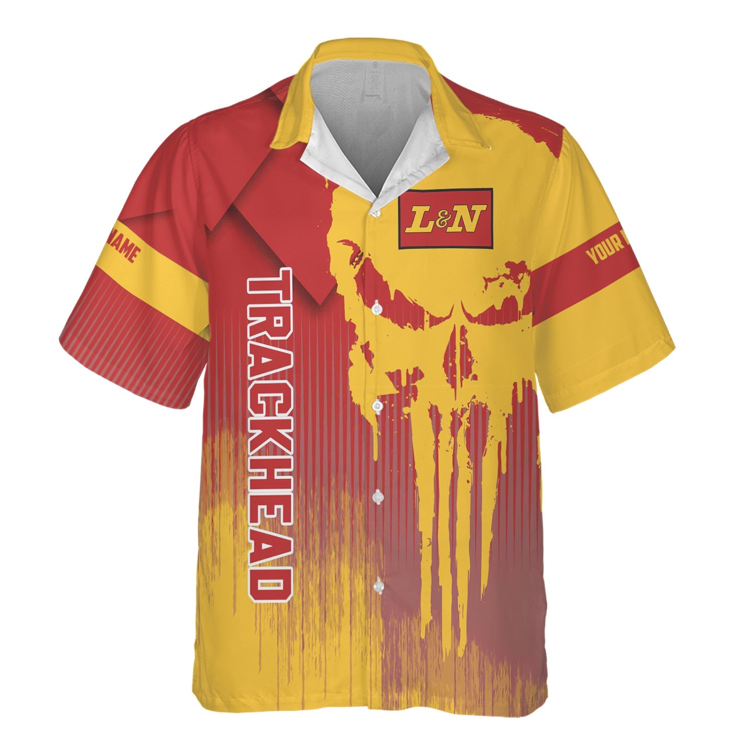 Railspirit Personalized Louisville and Nashville Railroad Hawaiian Shirt Skull Design with Custom Job L&N Train Shirt for Trackhead Crew