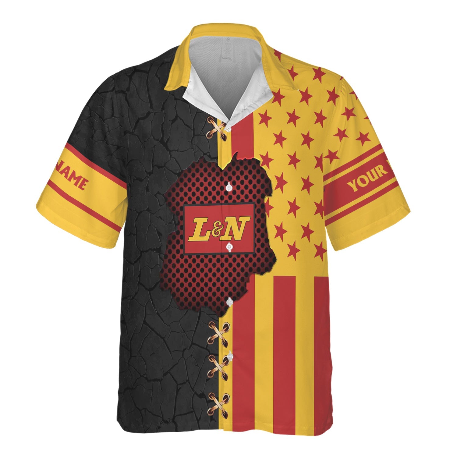 Railspirit Personalized Louisville and Nashville Railroad Hawaiian Shirt American Flag with Crack Effect L&N Train Shirt