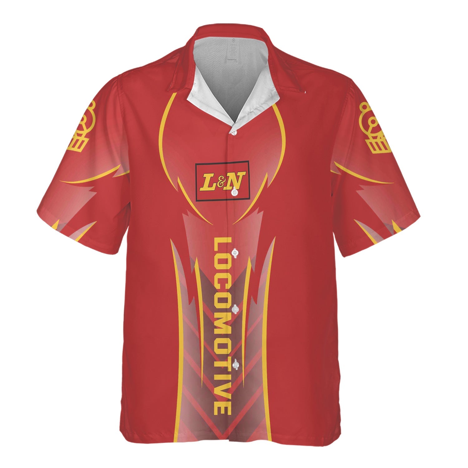 Railspirit Personalized Louisville and Nashville Railroad Hawaiian Shirt Striking Line Style L&N Train Shirt For Locomotive Lovers