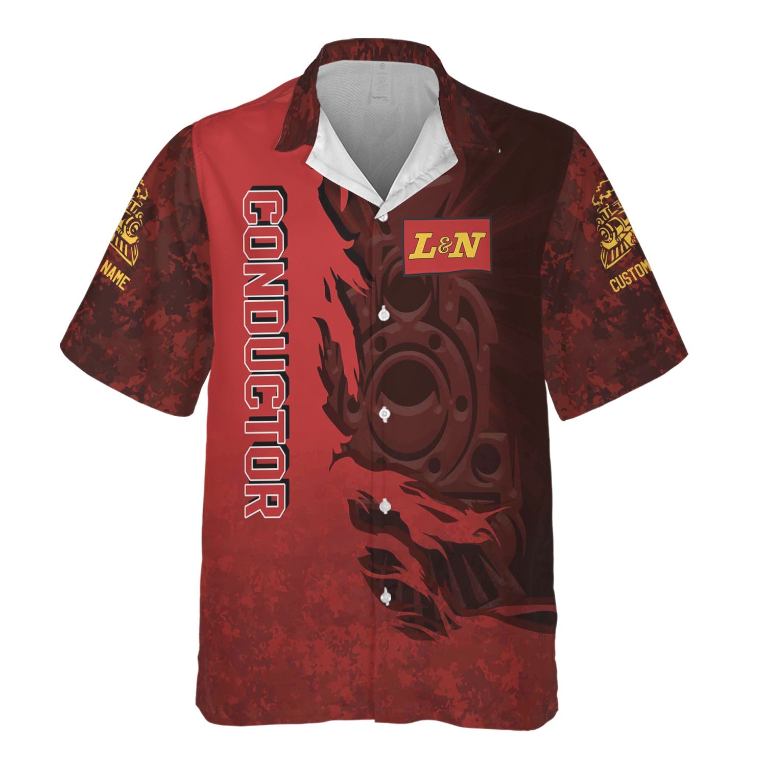 Railspirit Personalized Louisville and Nashville Railroad Hawaiian Shirt Blazing Style with Custom Position L&N Train Shirt
