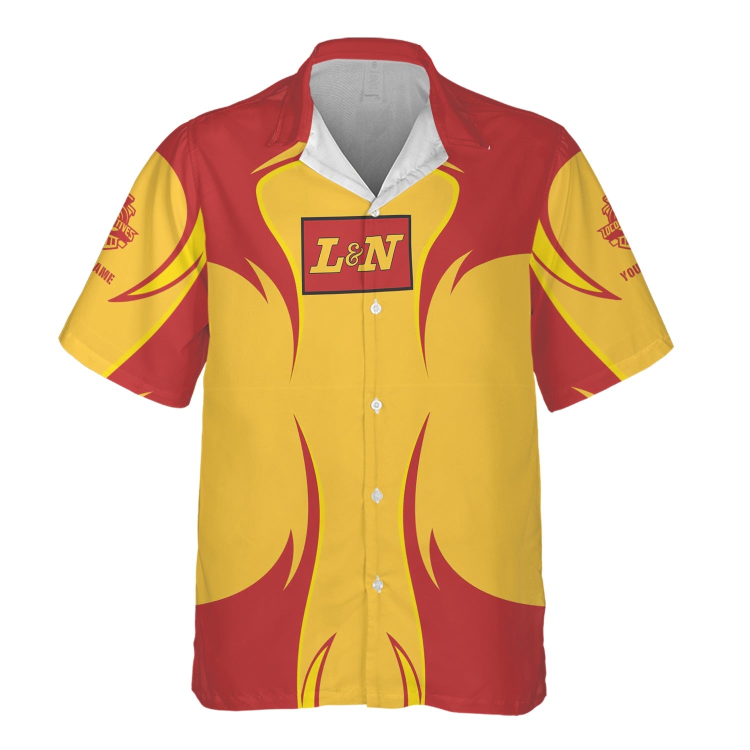 Railspirit Personalized Louisville and Nashville Railroad Hawaiian Shirt Distinctive Flame Style L&N Shirt For Steam Engine Addict