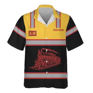 Railspirit Custom Name Louisville and Nashville Railroad Hawaiian Shirt Eat Train Sleep Repeat L&N Printed Train Shirt