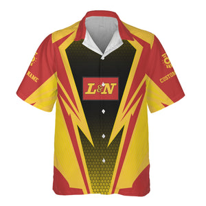 Railspirit Personalized Louisville and Nashville Railroad Hawaiian Shirt Lightning Graphic Style L&N Shirt Gift Idea For Train Lover