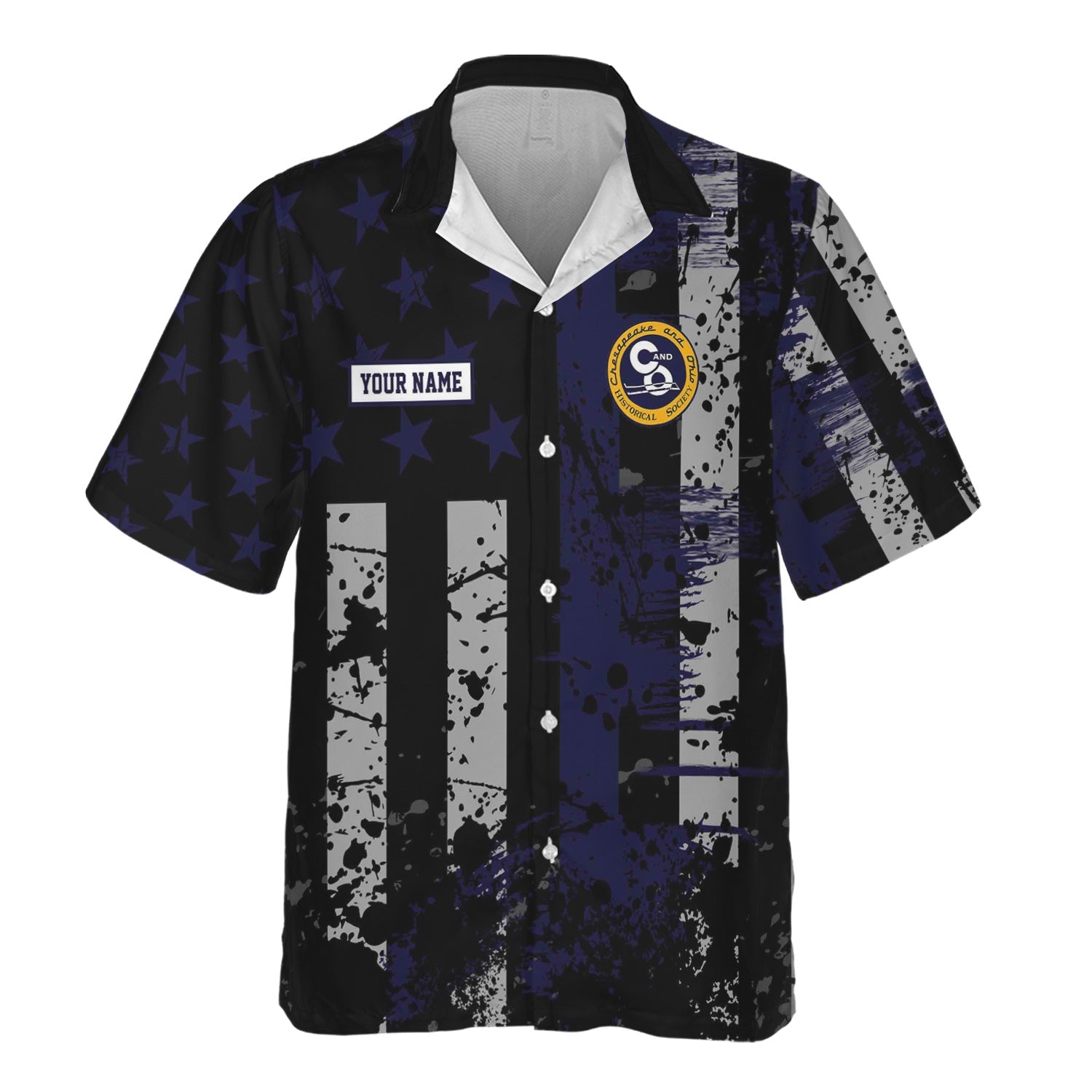 Railspirit Personalized Chesapeake and Ohio Railway Hawaiian Shirt Artistic Paint American Flag Style C&O Train Shirt